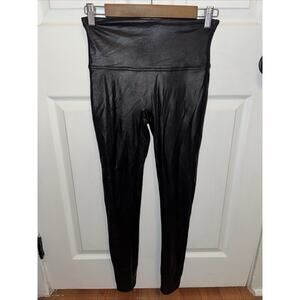 SPANX Women’s Black All Over Faux Leather Leggings Size M Medium Pull On